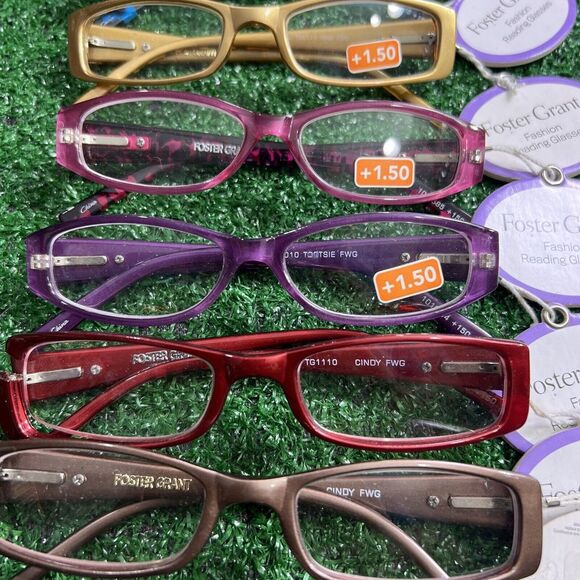 Foster Grant Eyeglasses +1.50 Lot Of 6 Multicolored Solid Front Tortise Arm NWT - Picture 5 of 13